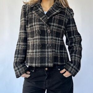 Peacoat Plaid Boxy Coat Size 14 Petite Relativity